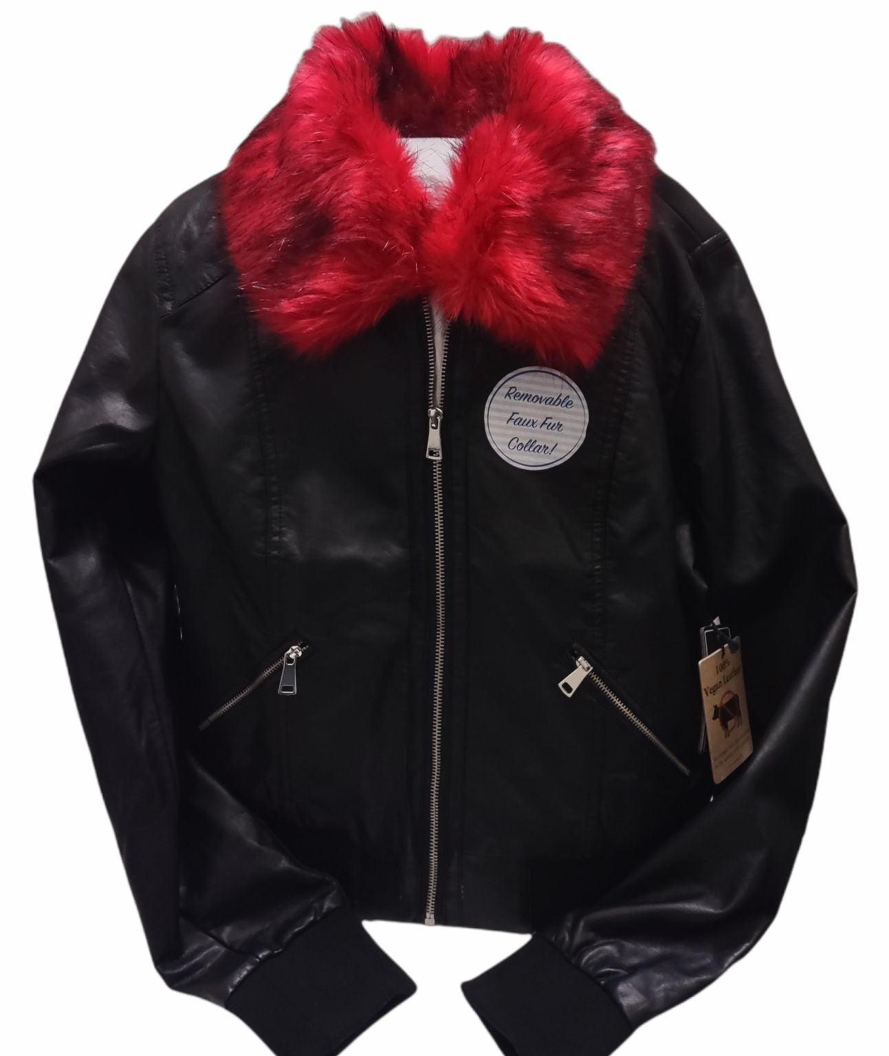 Ci Sono l Black Vegan Leather Biker Jacket Size L