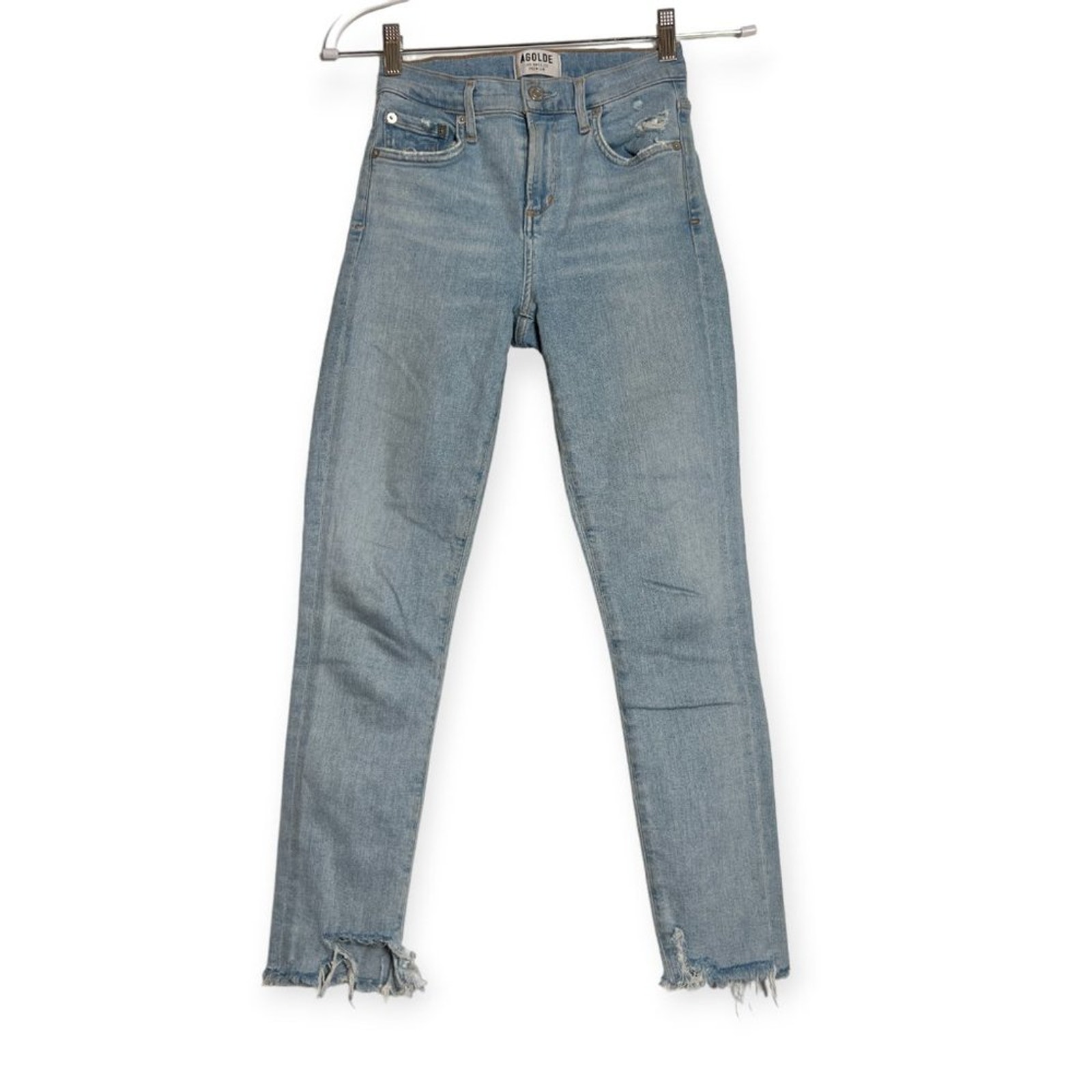 AGOLDE Sophie High Rise Skinny Crop Jean SIZE 23 x 26 Distressed Denim Frayed