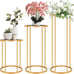 NEW 3pcs Cylinder Pedestal Stands,Gold Metal Plant Stands Round Display