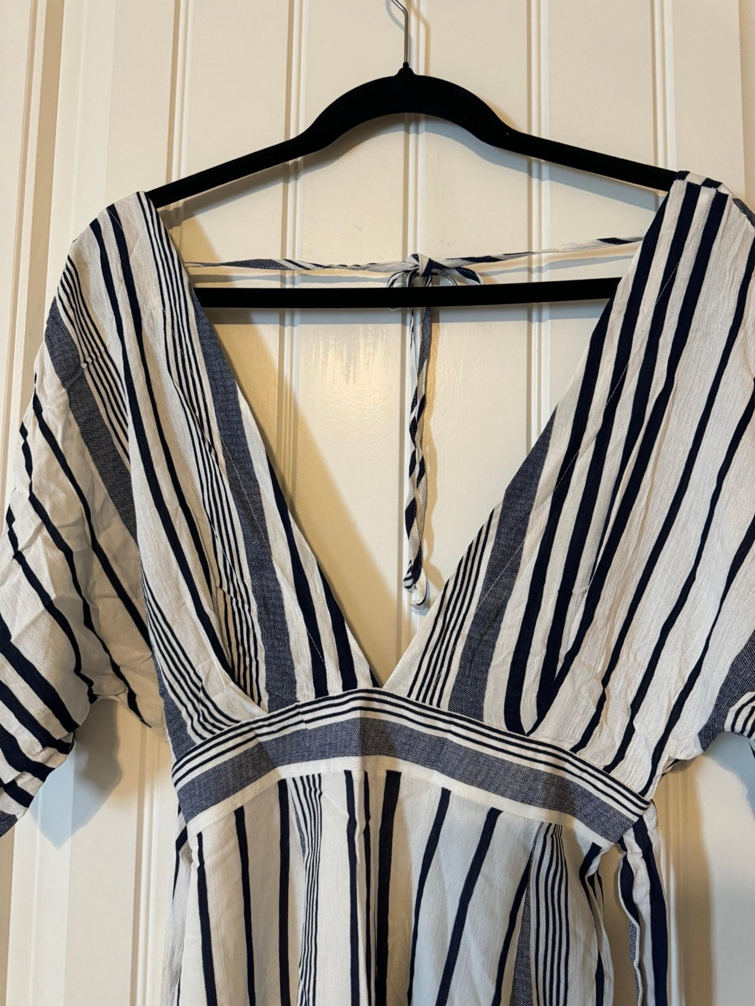 Deep V stripe dress