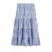 J. Crew Women Tiered Midi Skirt Size Medium M Blue Stripes AO838 Nautical Lined
