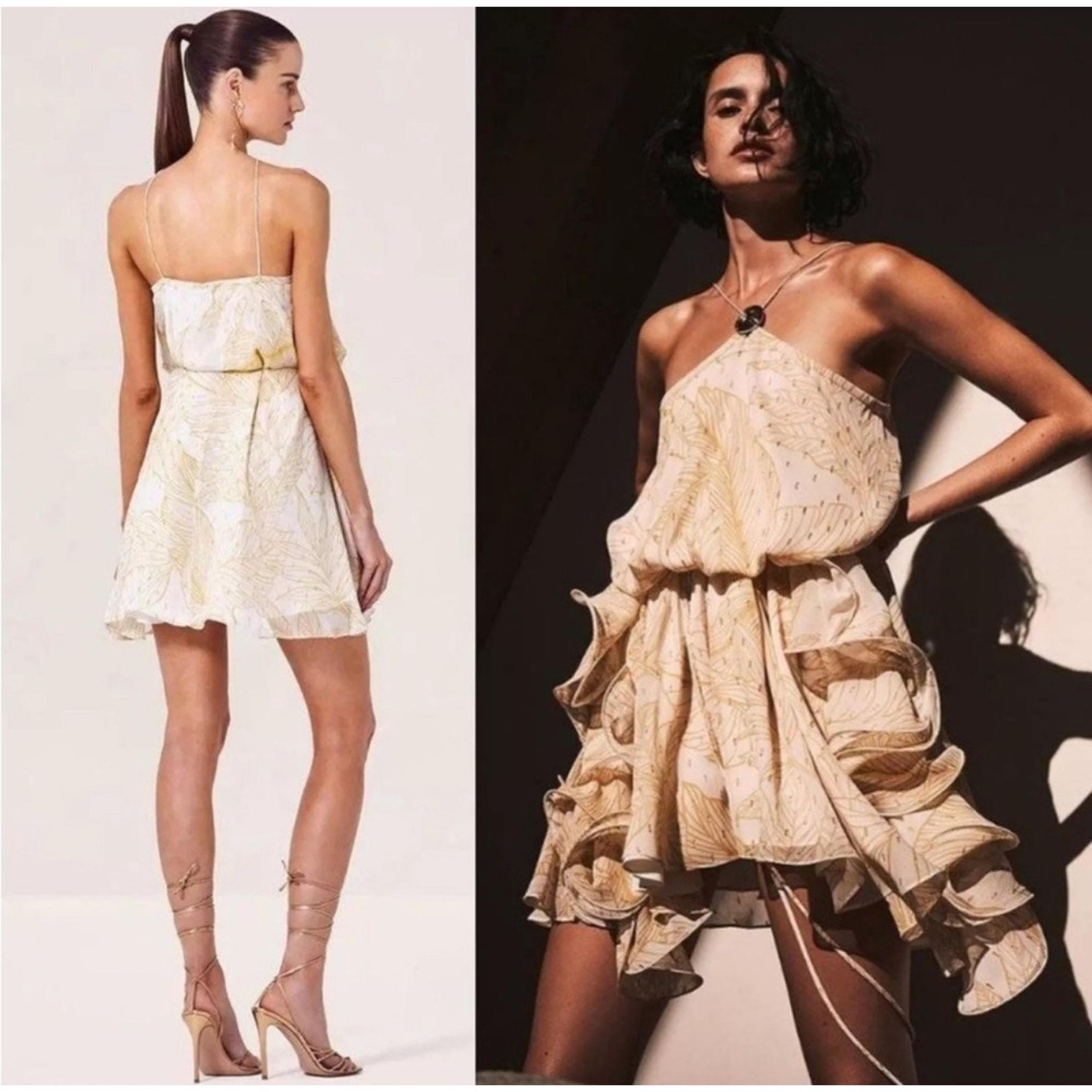 Alexis Asia Georgette Mini Dress Saks Fifth Avenue Gold Multi Size M NWOT