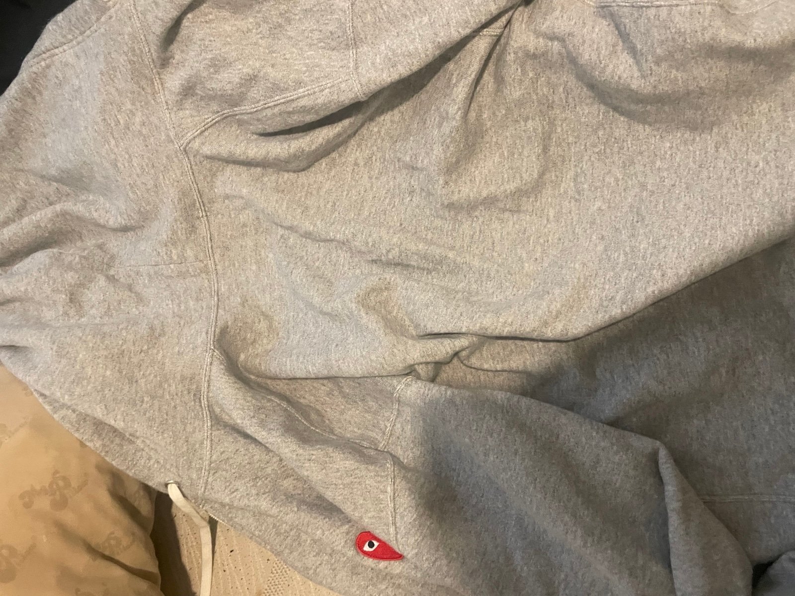 Grey cdg hoodie zip up Large
