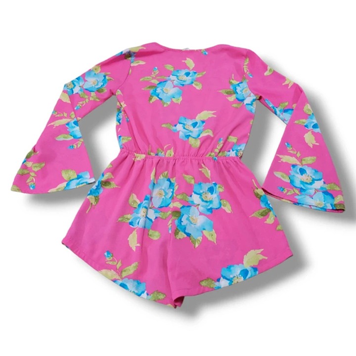 Mimi Chica Romper Size Small Womens Flare Long Sleeve Floral Bohemian Boho Style