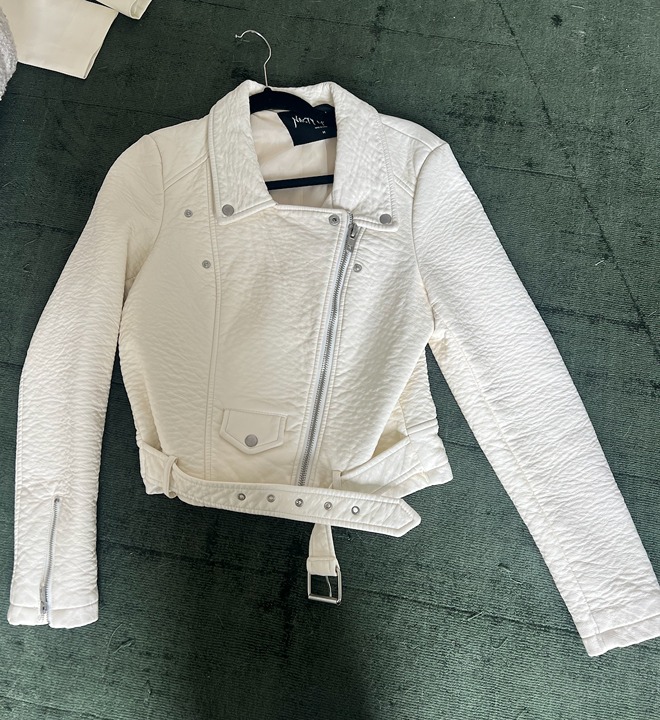 NWOT WHITE LEATHER JACKET