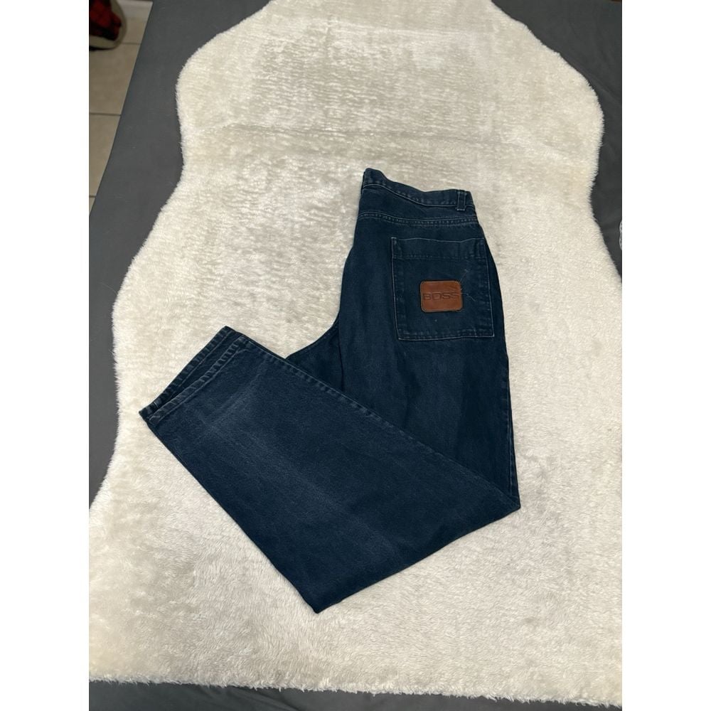 Vintage BOSS Mens Blue Denim Jeans Skater Y2K Size 34M 34x32 Read Made USA