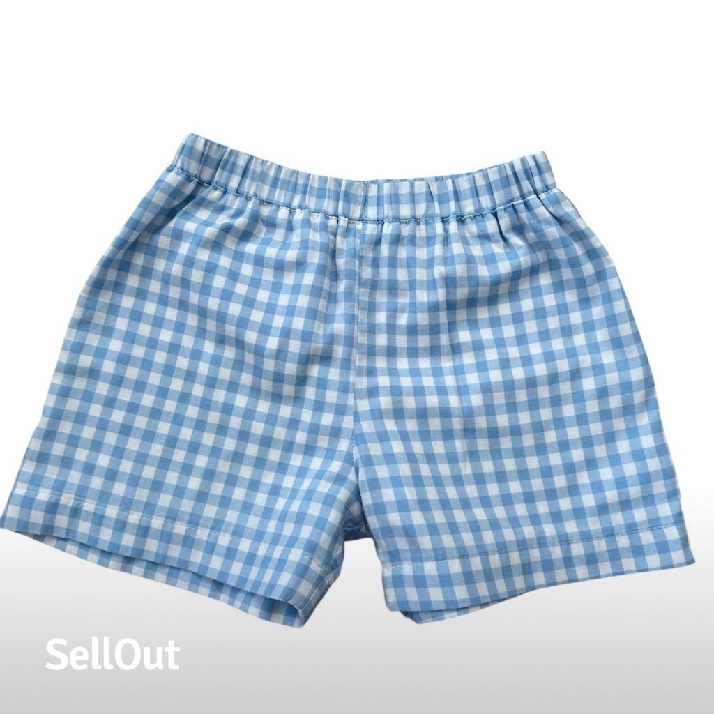 The Beaufort Bonnet Boys Blue Gingham Chino Shorts Size 5 Casual