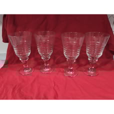 Libbey Sirrus Clear Water Goblets, Set of 4, Vintage Ribbed Stemware, 7.5 H