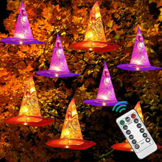 8 Pcs Hanging Witch Hat String Lights, Light Up Waterproof