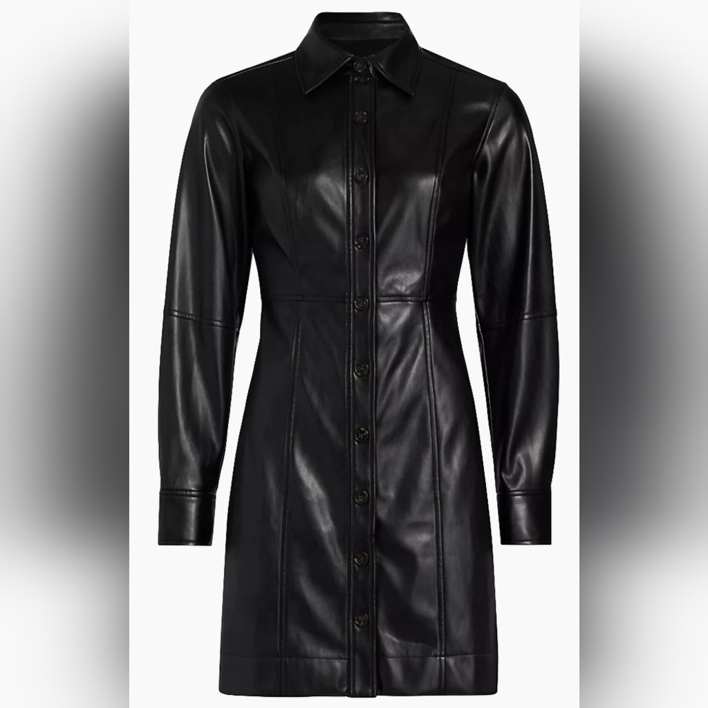 Rails - Ruby Faux Leather Black Mini Shirtdress