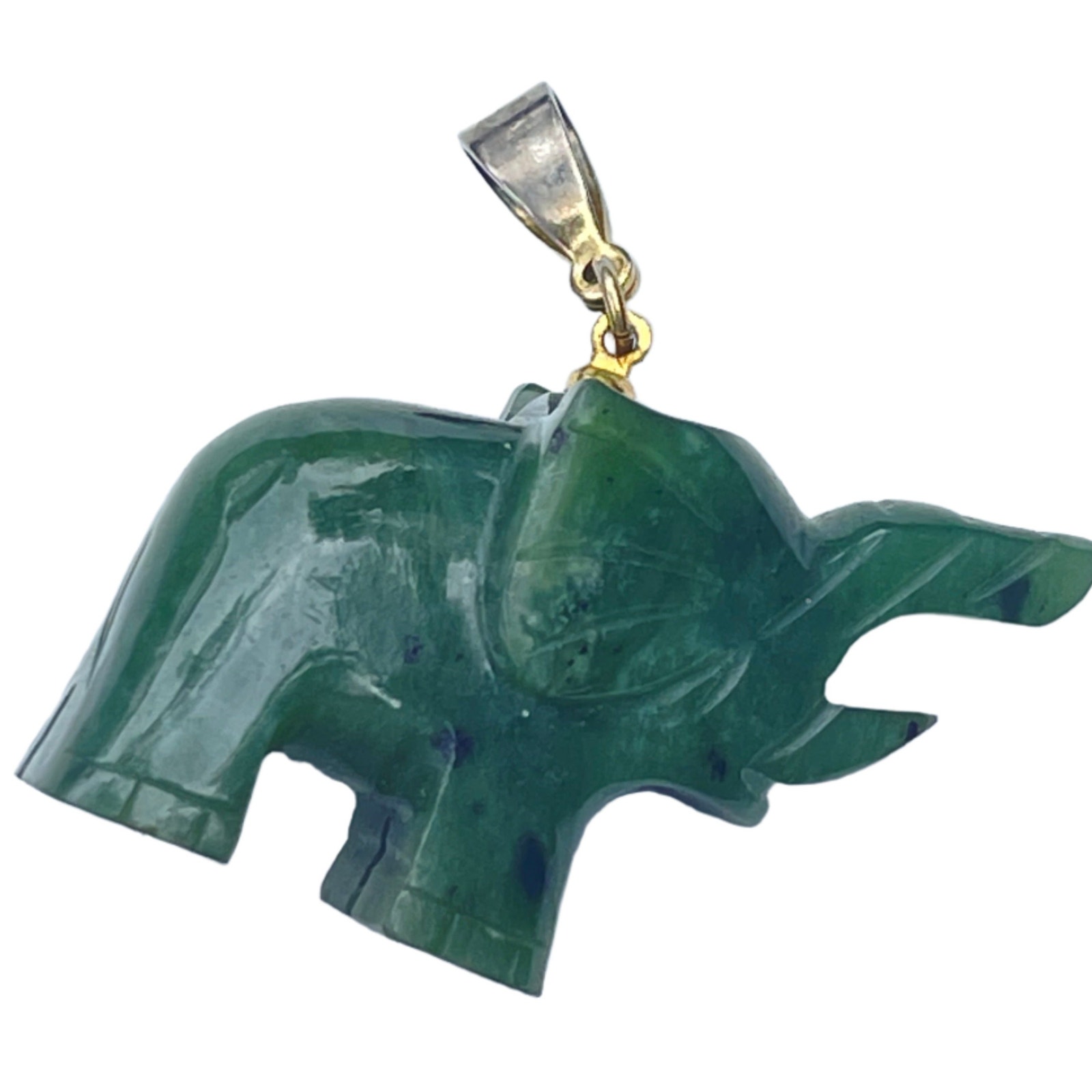 Vintage Jade Carved Elephant Pendant