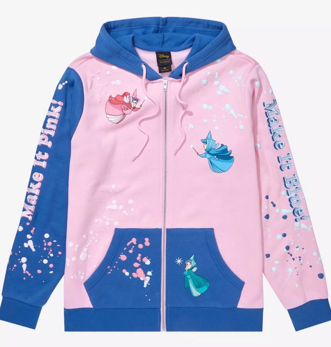 Disney Sleeping Beauty Fairies Color Block Zippered Hoodie
