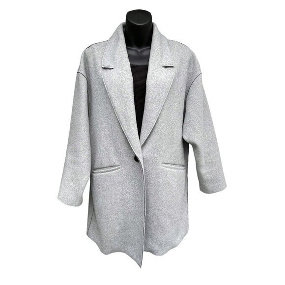 Zara TRF Collection One Button Fleece Cardigan Trench Coat Light Gray Women’s S