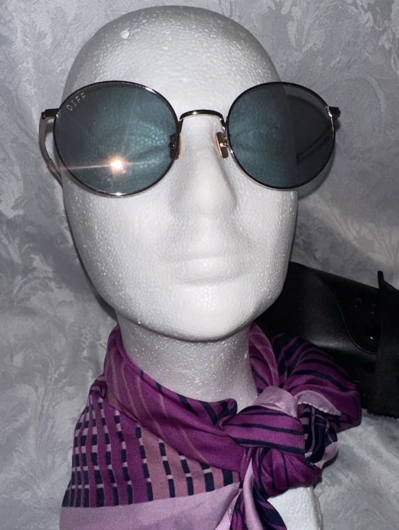 DIFF DAISY SUNGLASSES GOLD FRAME BLUE/GD MIRROR WITH CASE/CLEANING CLOTH NEW