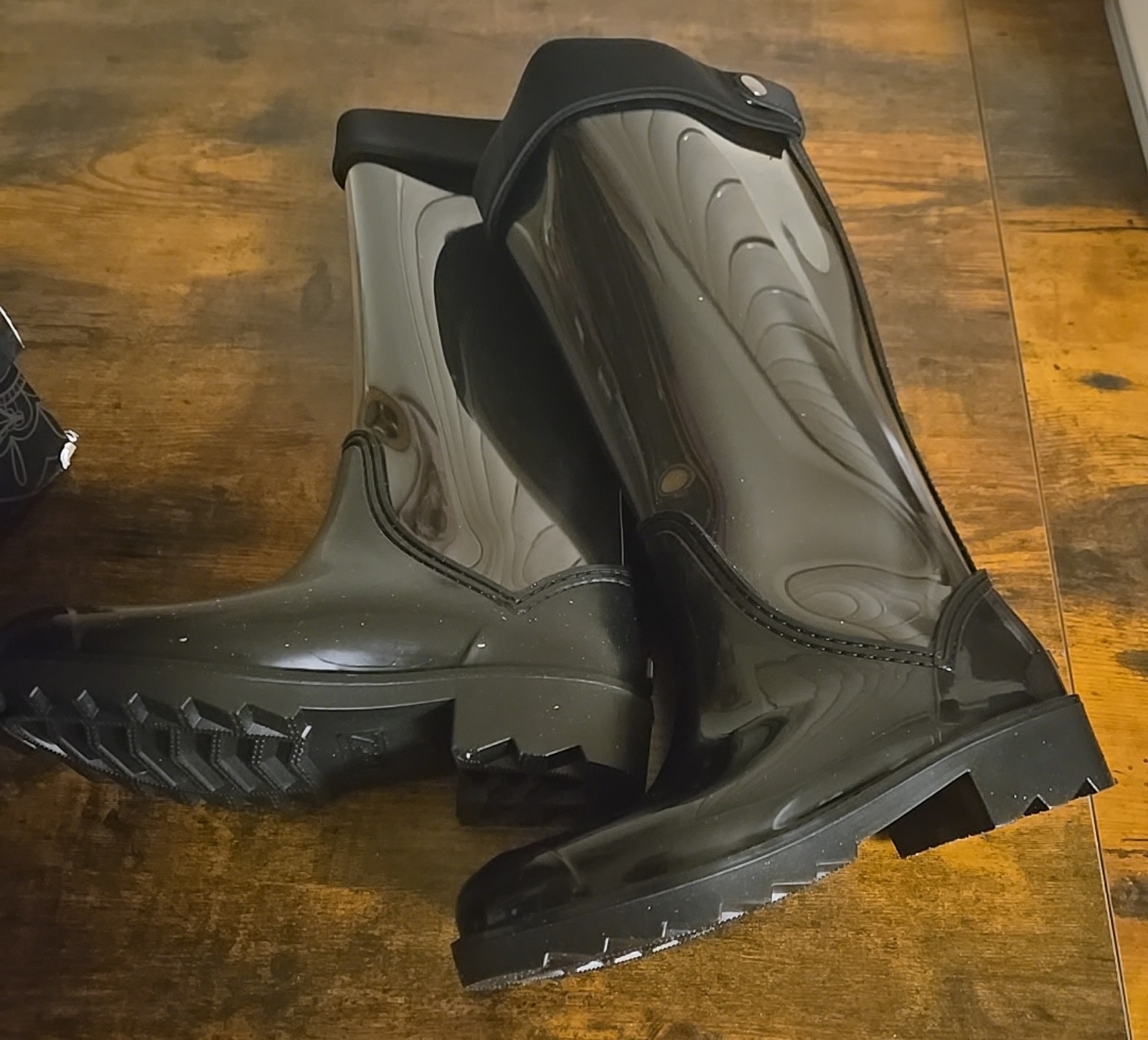 Black High Ankle Rain Boots
