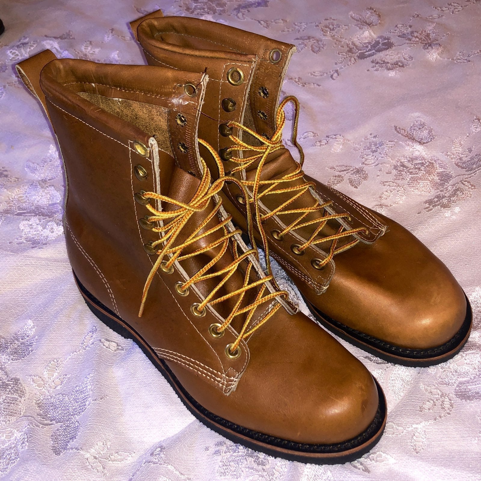 NOS 1960s or 70s Brown Work Boots Size 9