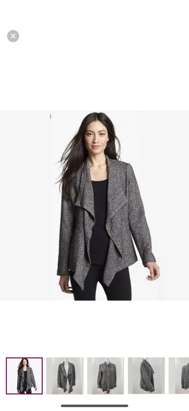 Eileen Fisher Charcoal Terrazzo Drape Front Jacket NWT - XL