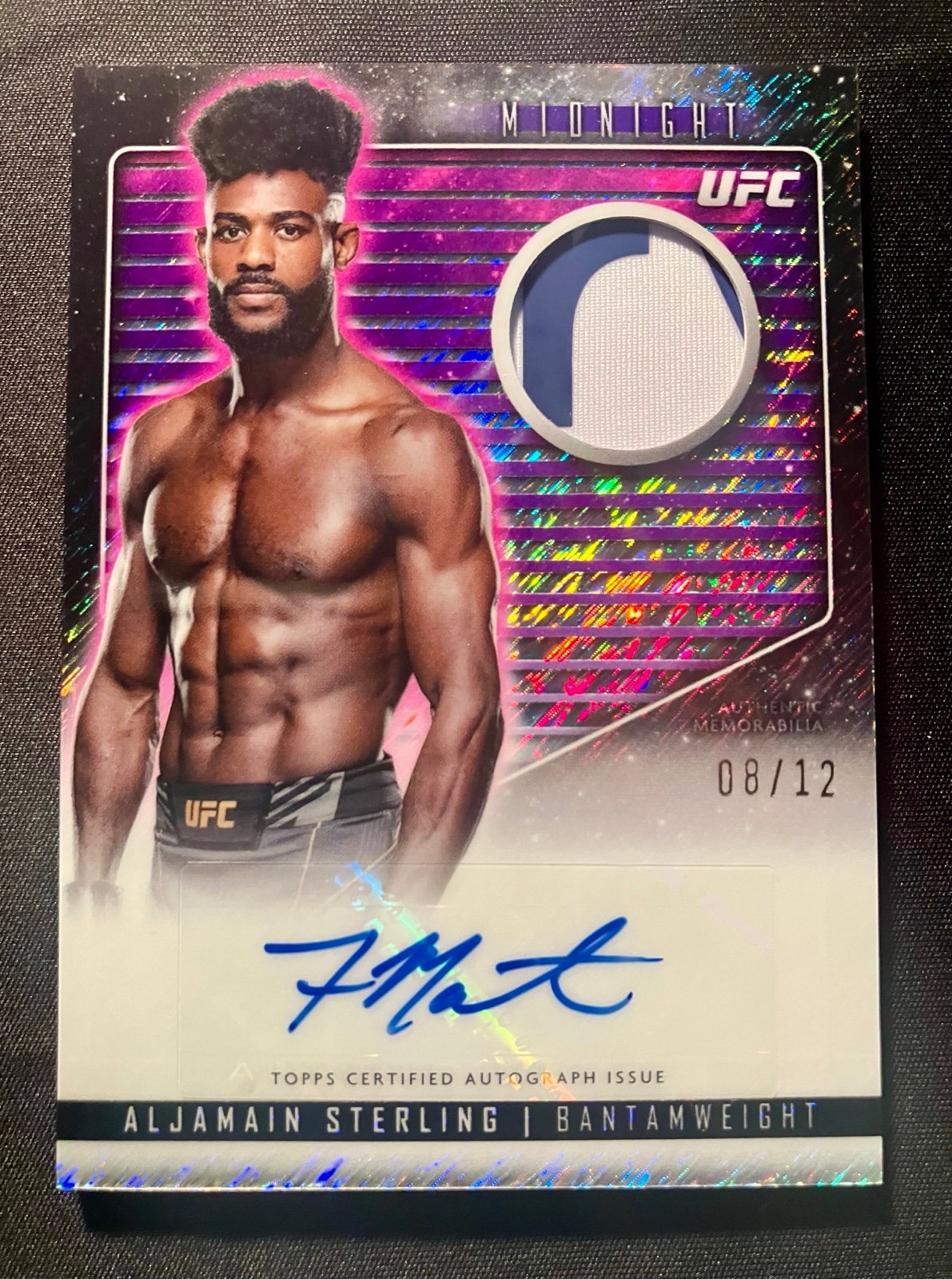 Aljamain Sterling /12 2024 Topps Midnight Autograph Relic #RCA-AST UFC
