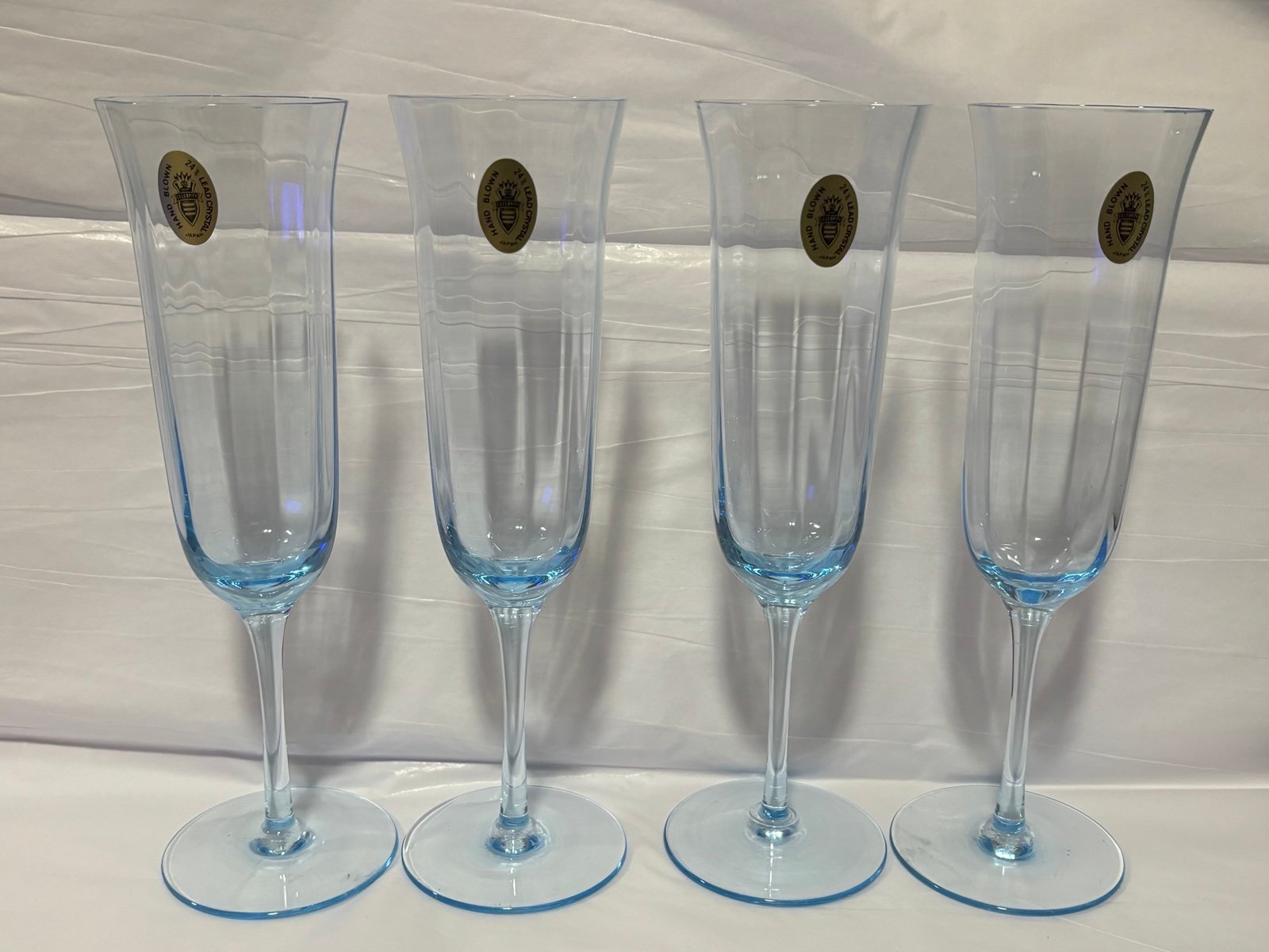 Royal prestige: blue stem champagne flutes
