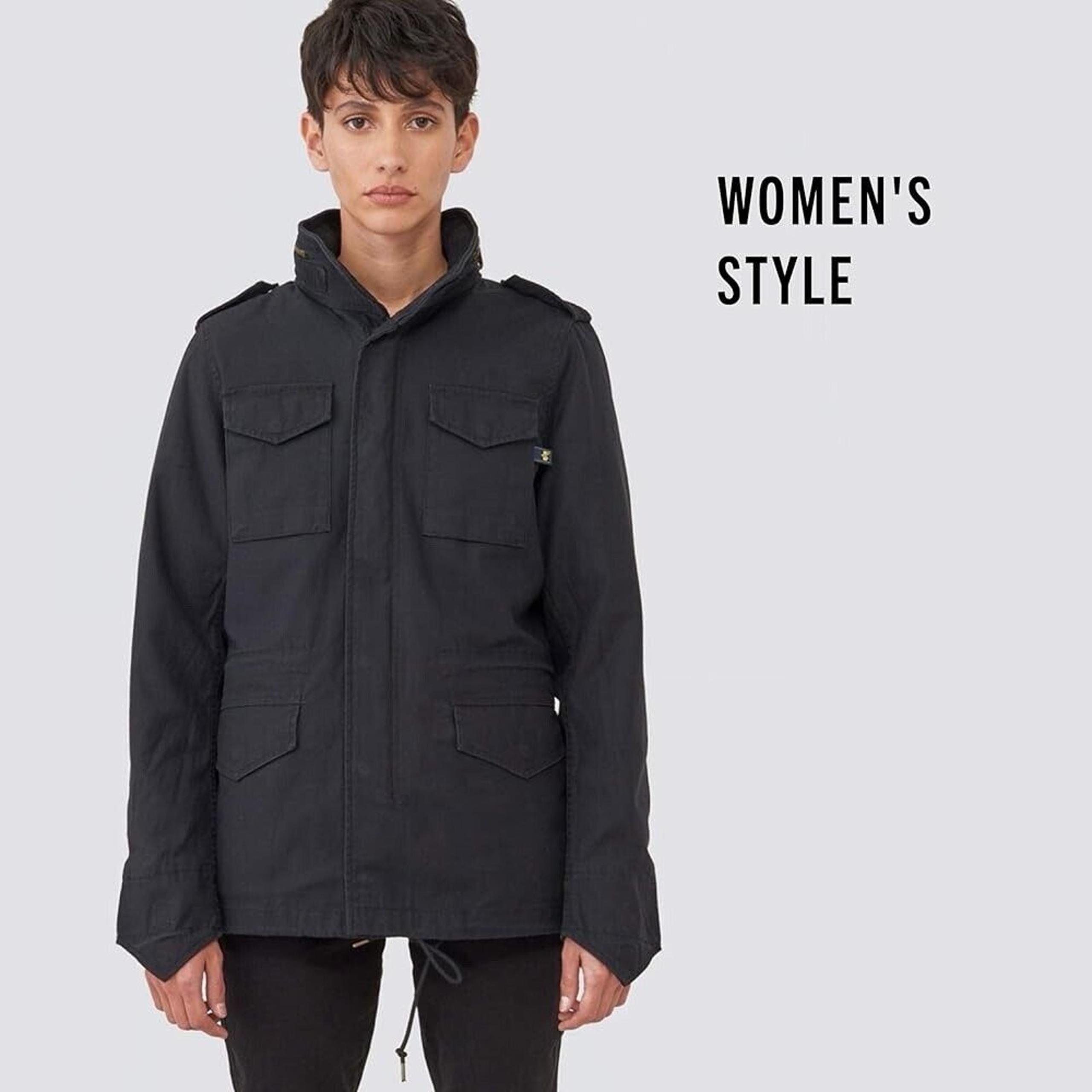 Alpha Industries Women's M-65 Defender Coat Black Cotton Twill M