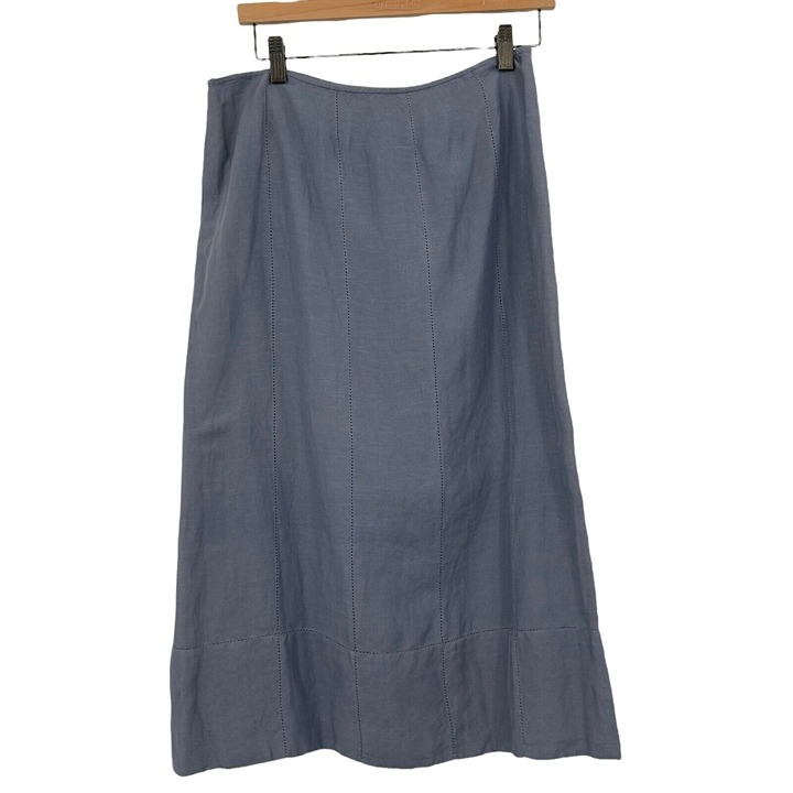 DKNY Womens Skirt 100% Linen Straight blue lined size 8 New 165