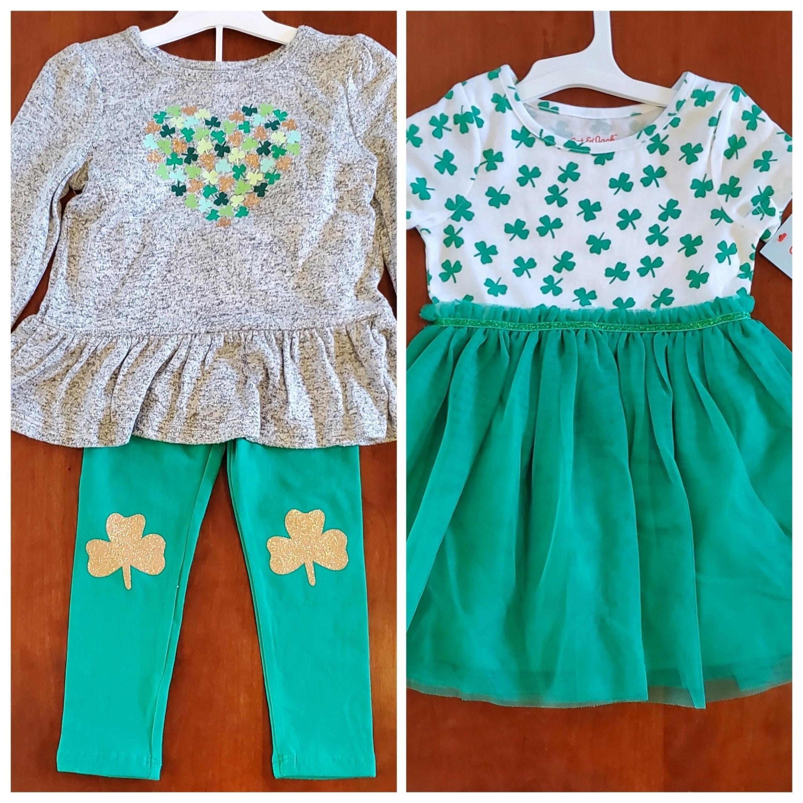 Girl's Size 3T - New Cat & Jack Shamrock/St. Patrick's Day Outfit & Dress Bundle