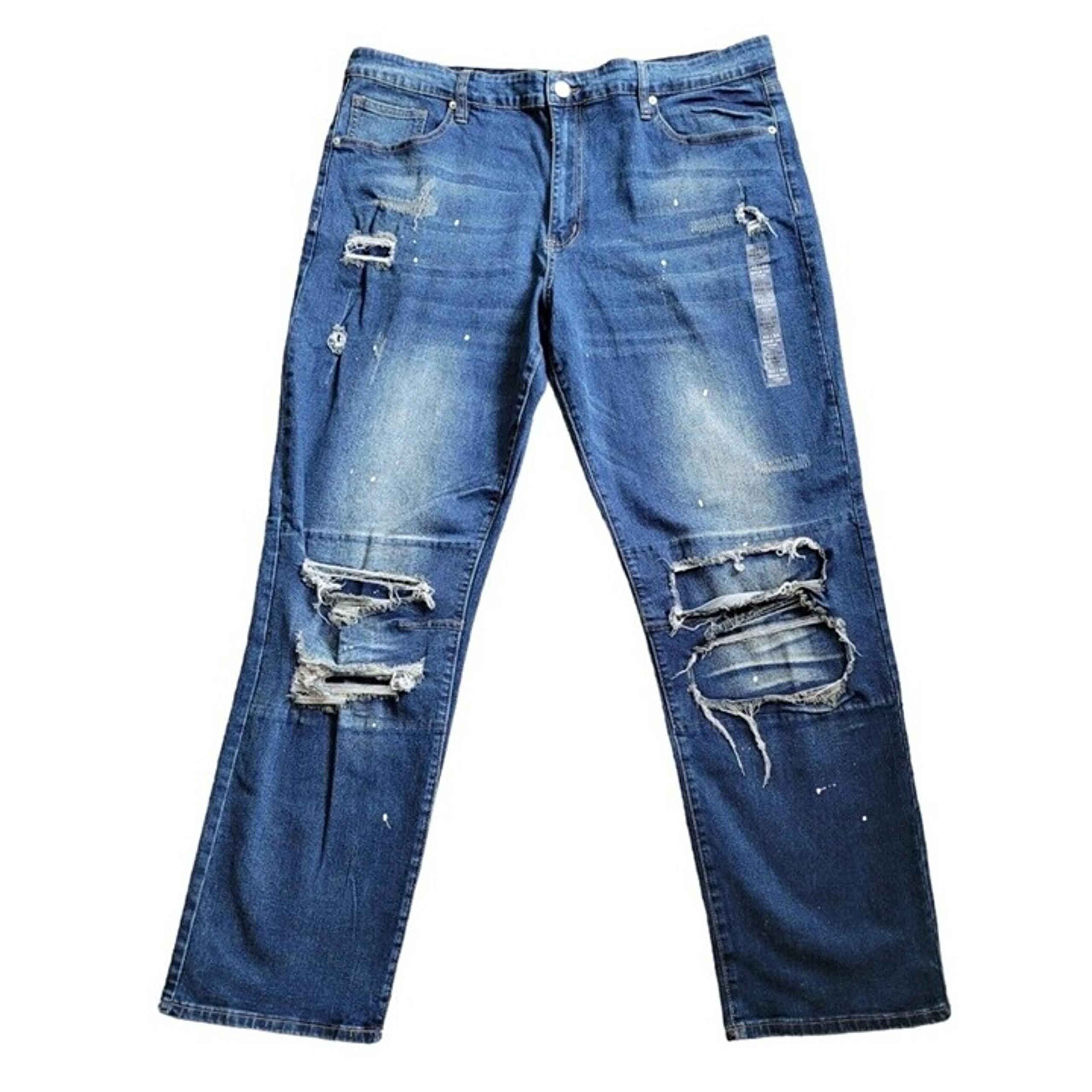 Rue21 Premium Mens Supreme Flex Jeans Loose Fit distressed 42/34