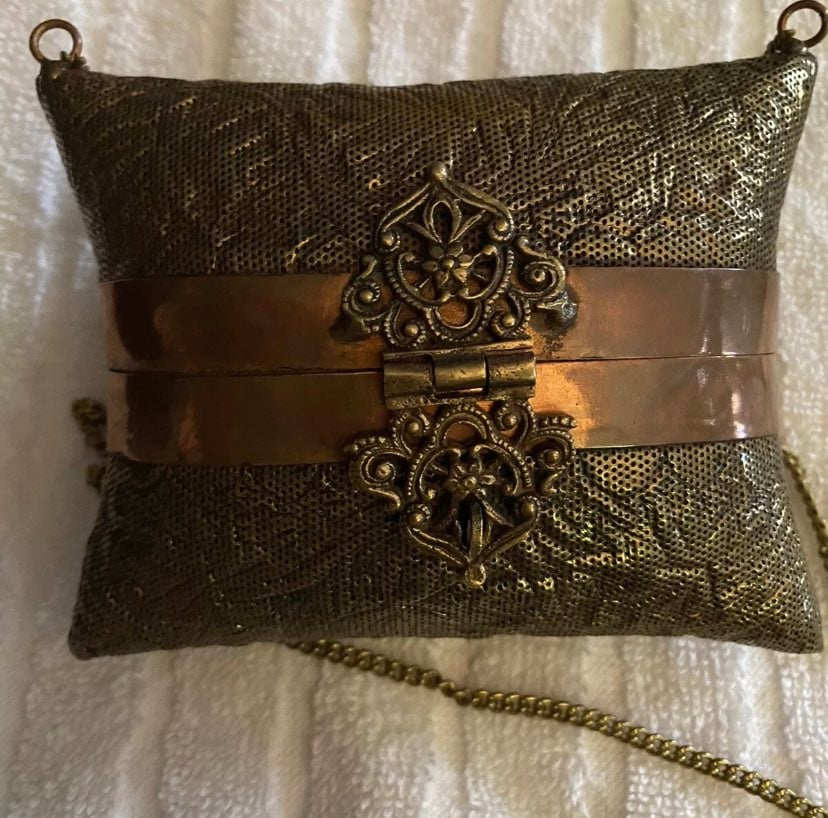 Vintage Pillow Purse Copper/brass