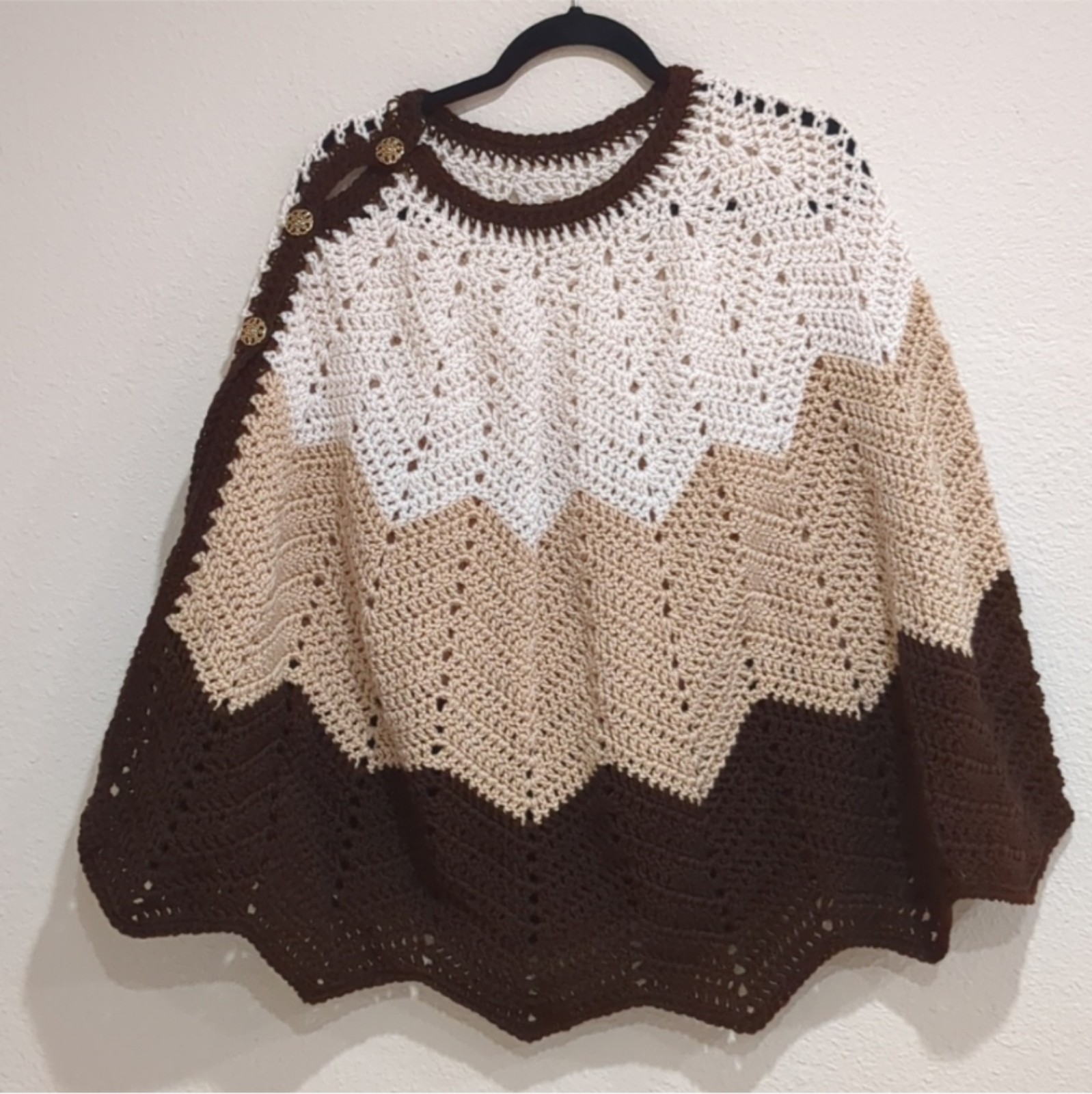 Vintage Handmade Crocheted Poncho Cape