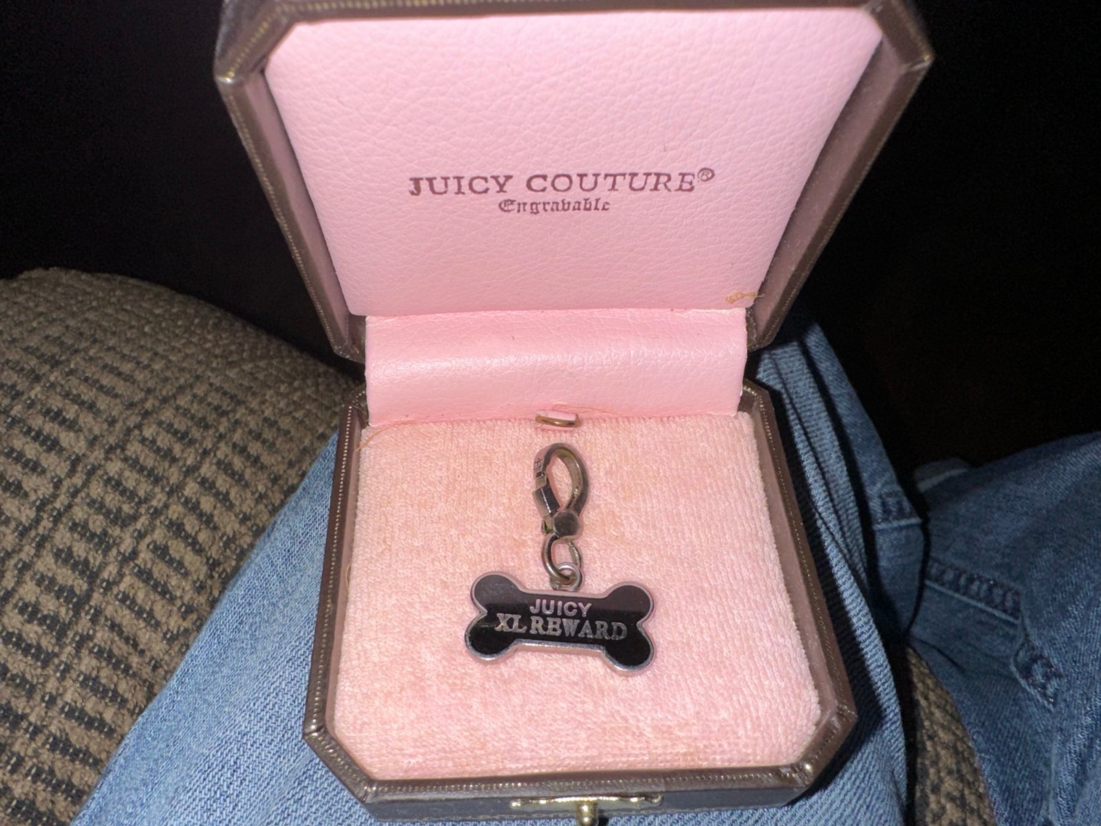 Juicy Couture Dog tag charm juicy XL reward dog bone rare vintage authentic y2k