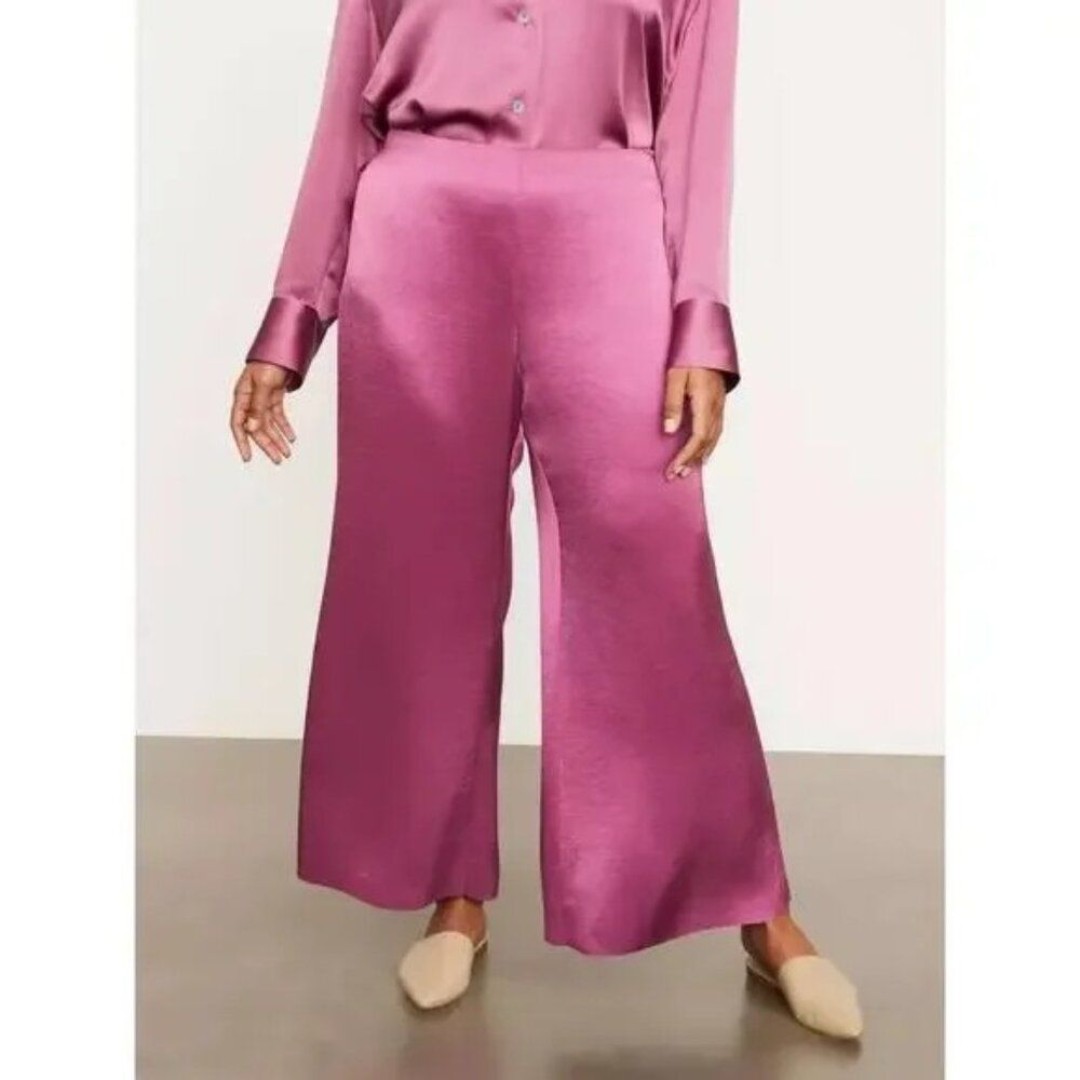 Vince Satin Wide Flare Pant Plus Size 20 NWT Purple 345