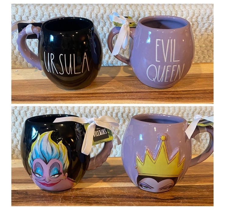 2 Rae Dunn Vilains Mugs Evil Queen and Ursula