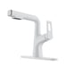 Bathroom Sink Faucets Matte Wihte Single Hole 1-Handle Pull-down Bathr