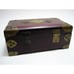 Antique Inlaid Stone with Brass Jewelry Box Hand Carved Wooden Box