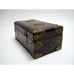 Antique Inlaid Stone with Brass Jewelry Box Hand Carved Wooden Box