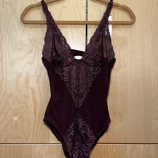 Natori Feathers Sheer Lace Bodysuit 746023 Small
