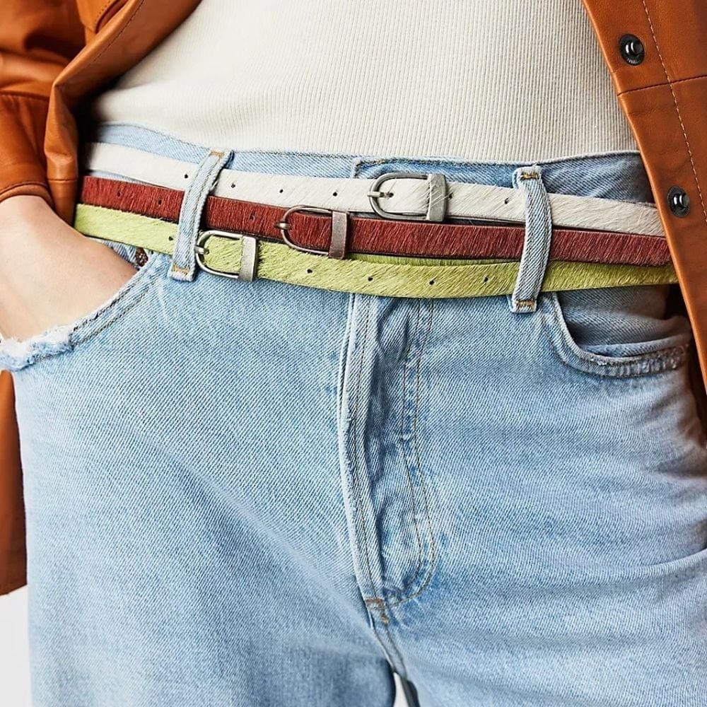 Free People Concrete Jungle belt mint green cowhide thin size XS / S NEW