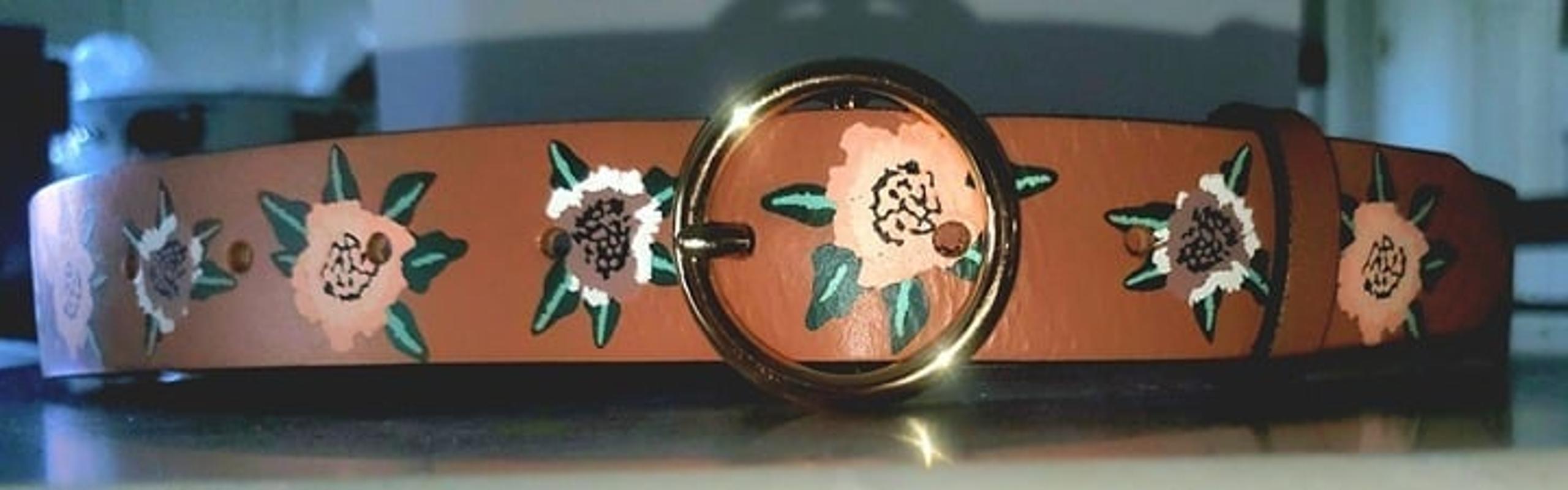 Rebecca Minkoff leather floral print belt  size M