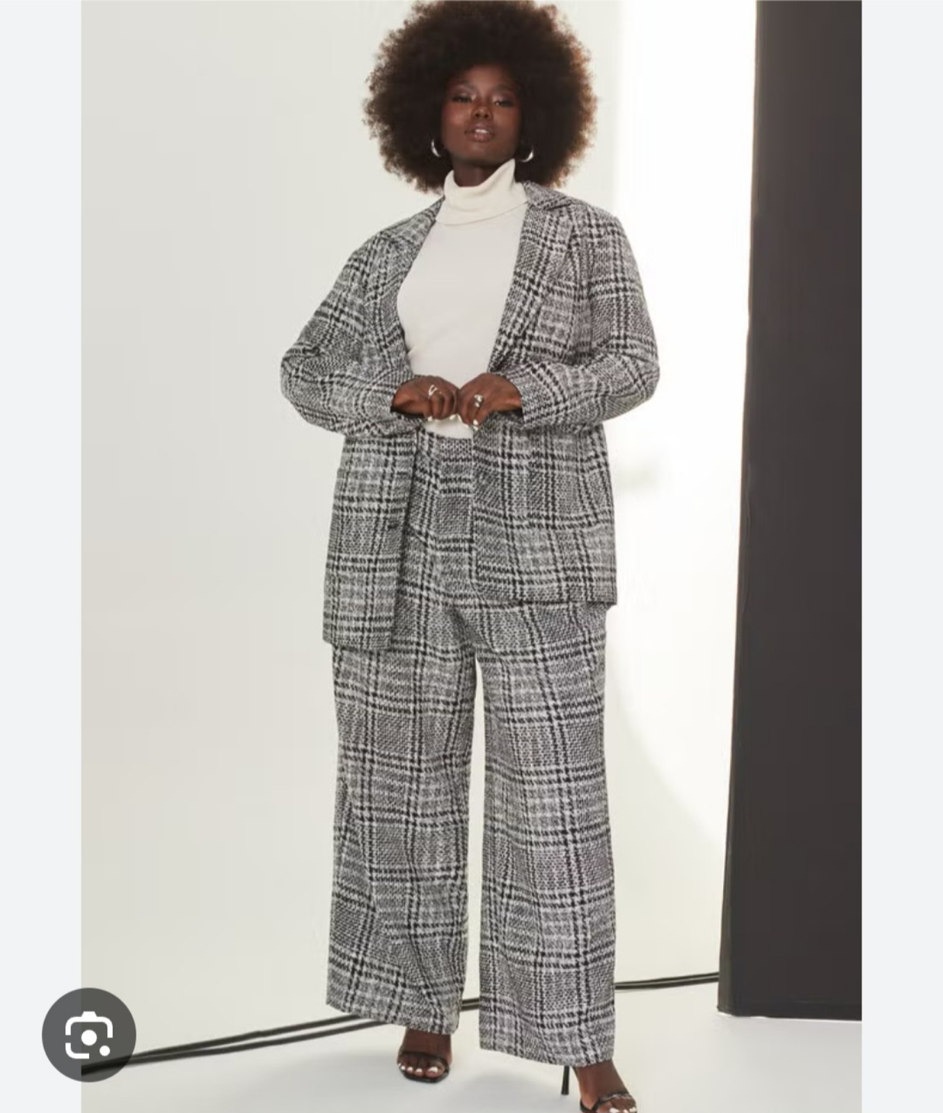 Eloquii Plus Size 16W Tweed Lined Dress Pants Black and White