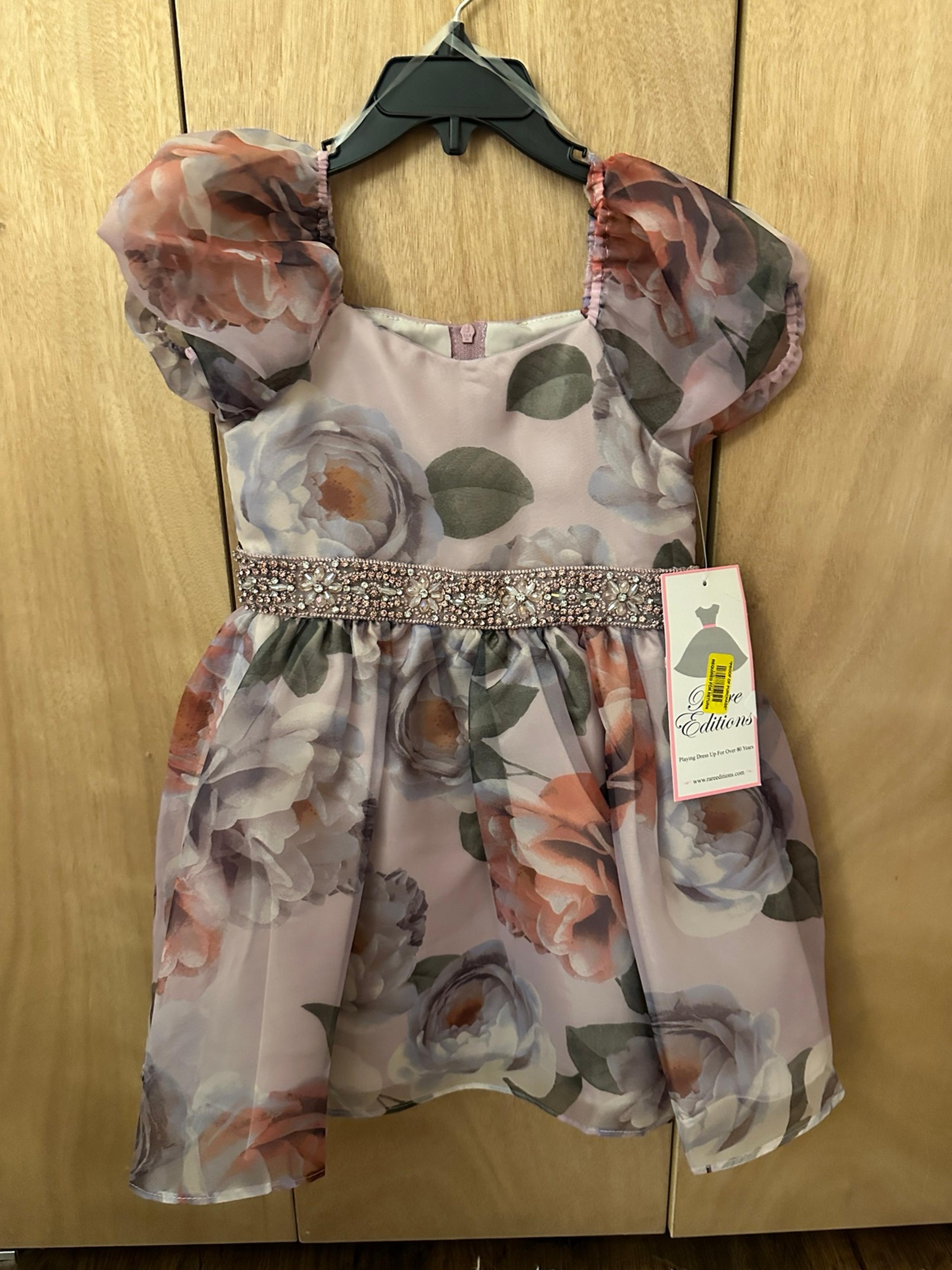 Rare Editions Purple Floral Rhinestone Dress Size 4T NWT