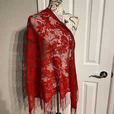Lace Velvet 3D Floral Colorful Fringe Coastal Western Vintage Shawl Damask pash
