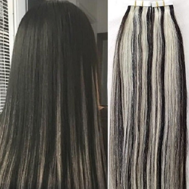18 Tape in Human Hair Extensions 1B/613