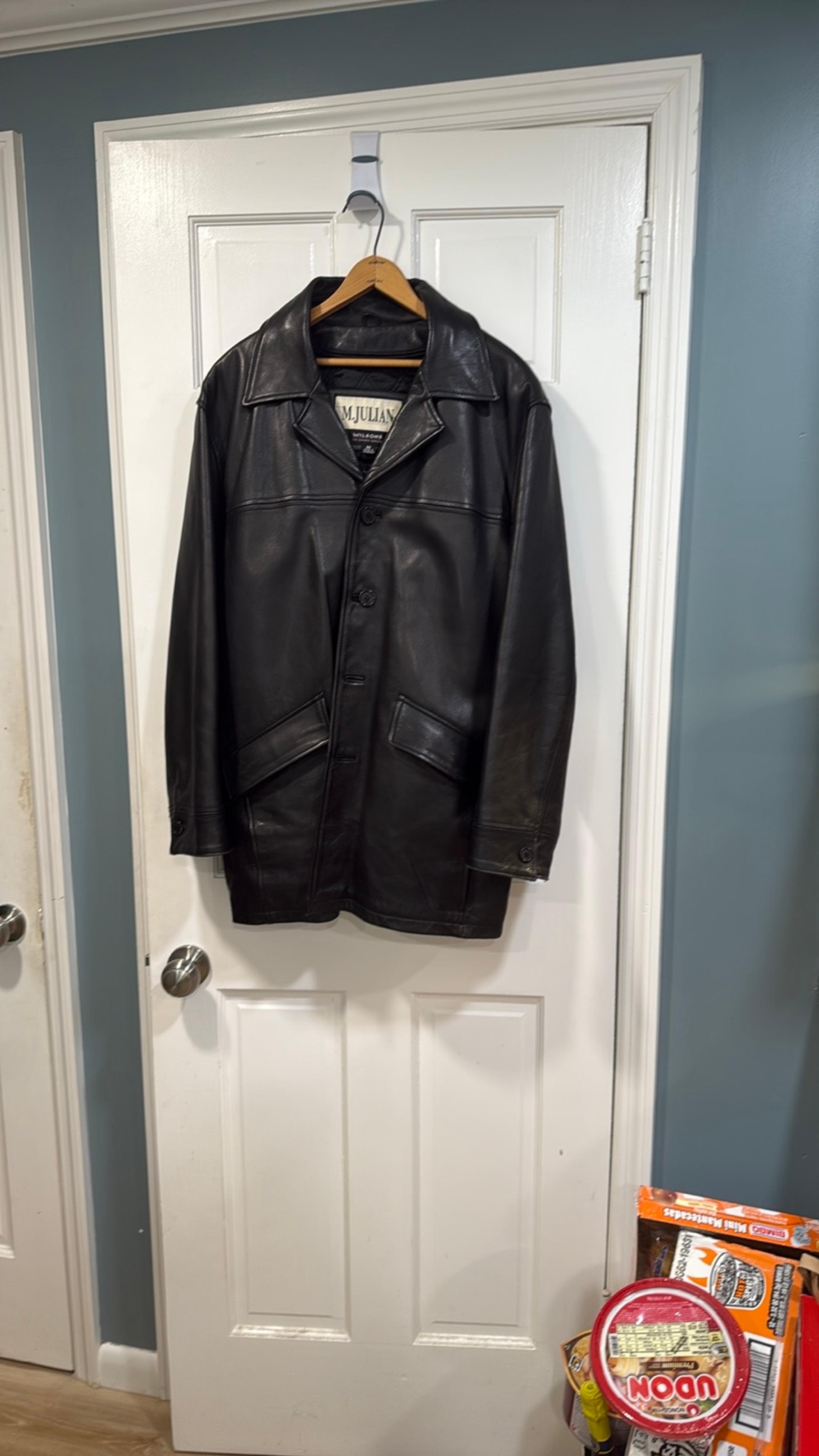 Wilsons Leather Black Trench Coat Classic Design
