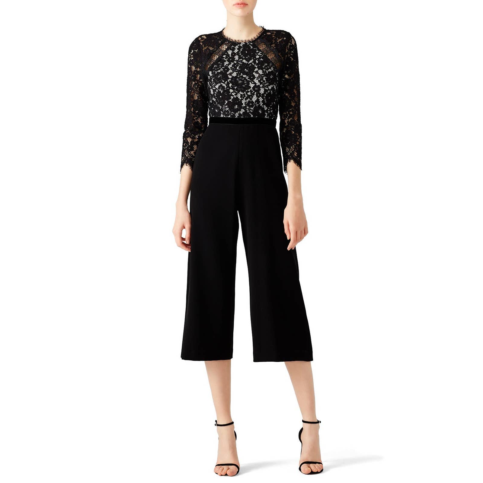 ALEXIS Black Lace Ophelia Cropped Jumpsuit SMALL