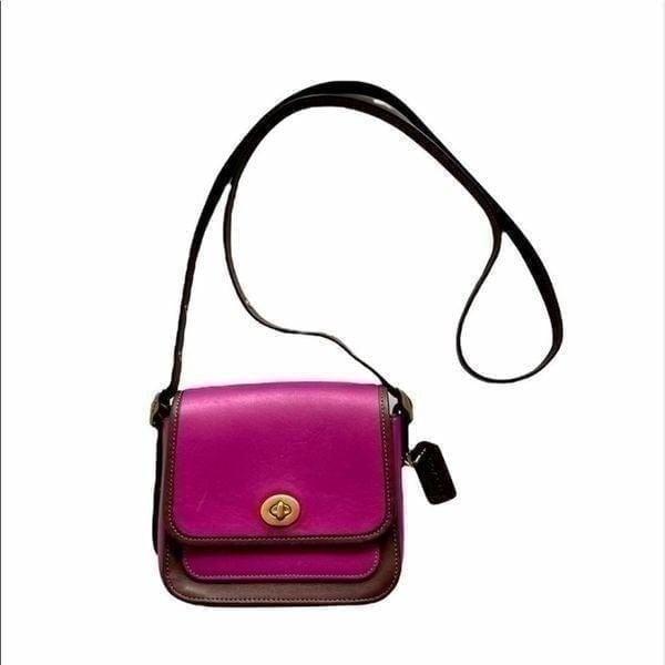 Coach Rambler Crossbody Purple Brown Colorblock