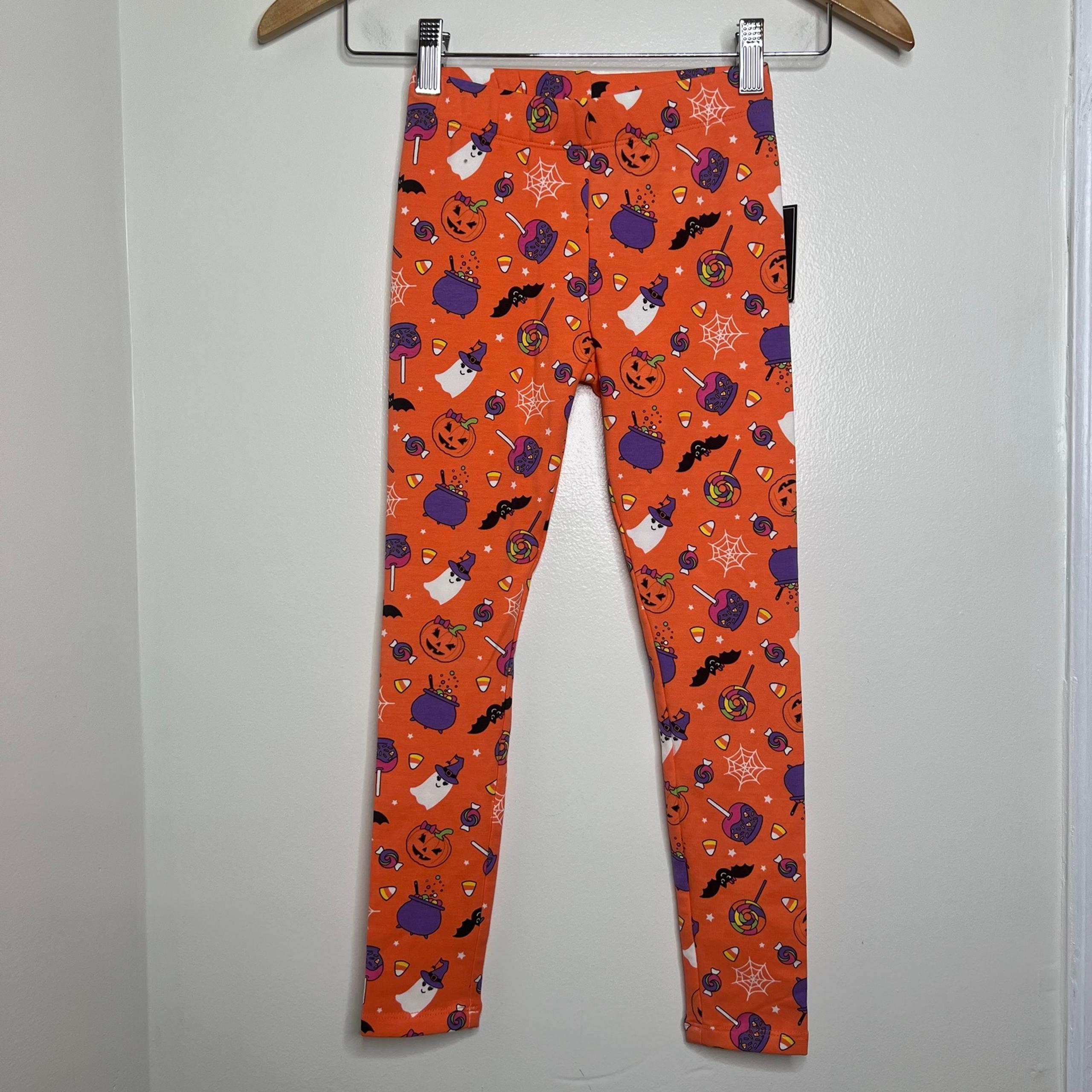 Gymboree Orange Halloween Leggings Kids Size 7 NWT Candy Ghosts Bats Spiderwebs