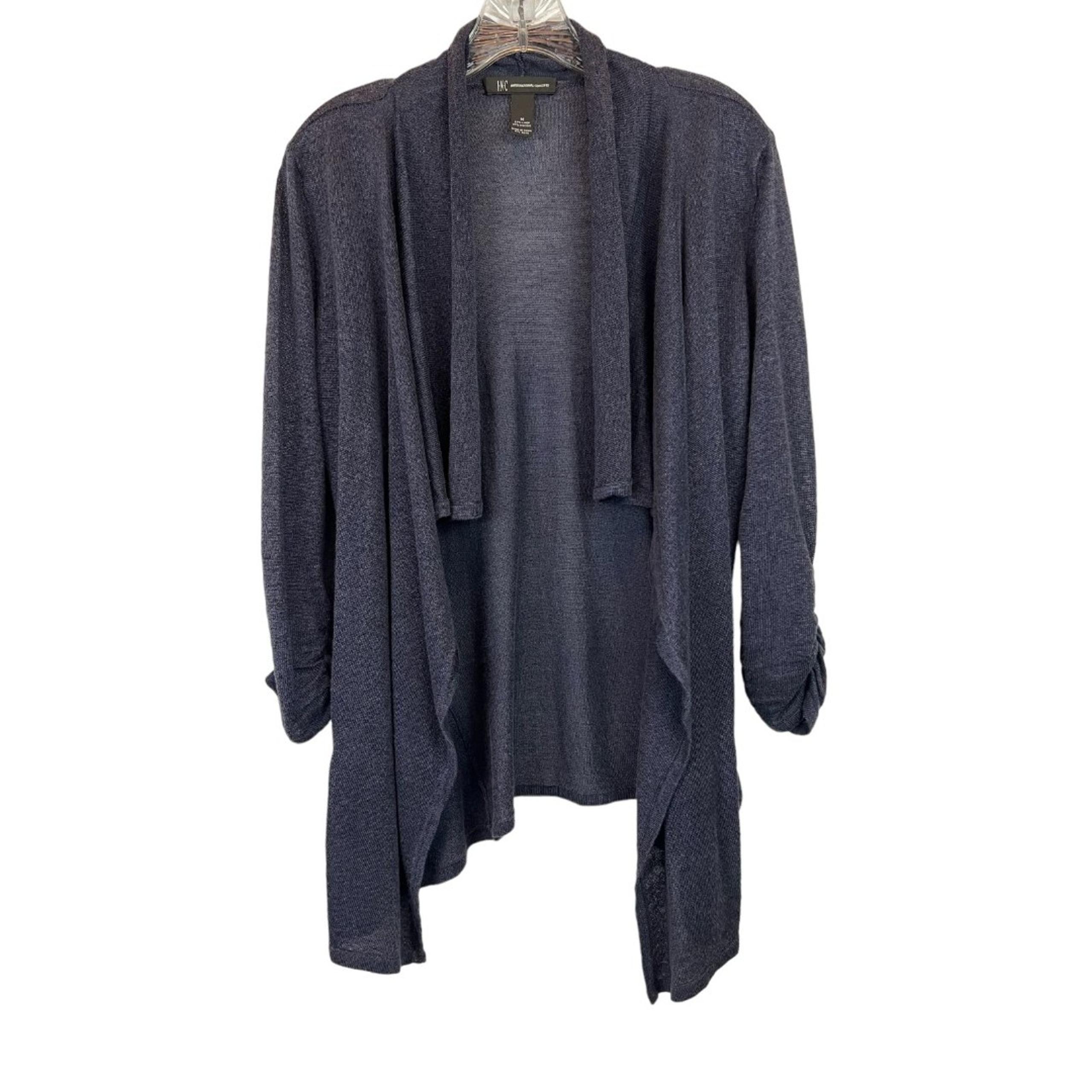 Women's M Blue Open Cascading Wrap Cardigan Jacket - INC International Concepts