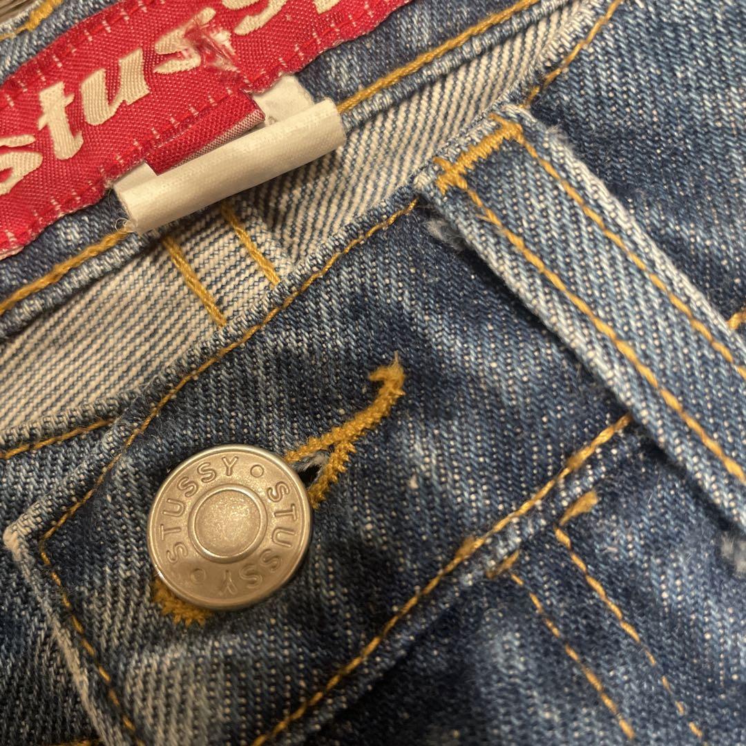 90's OLD STUSSY denim short pants made in USA