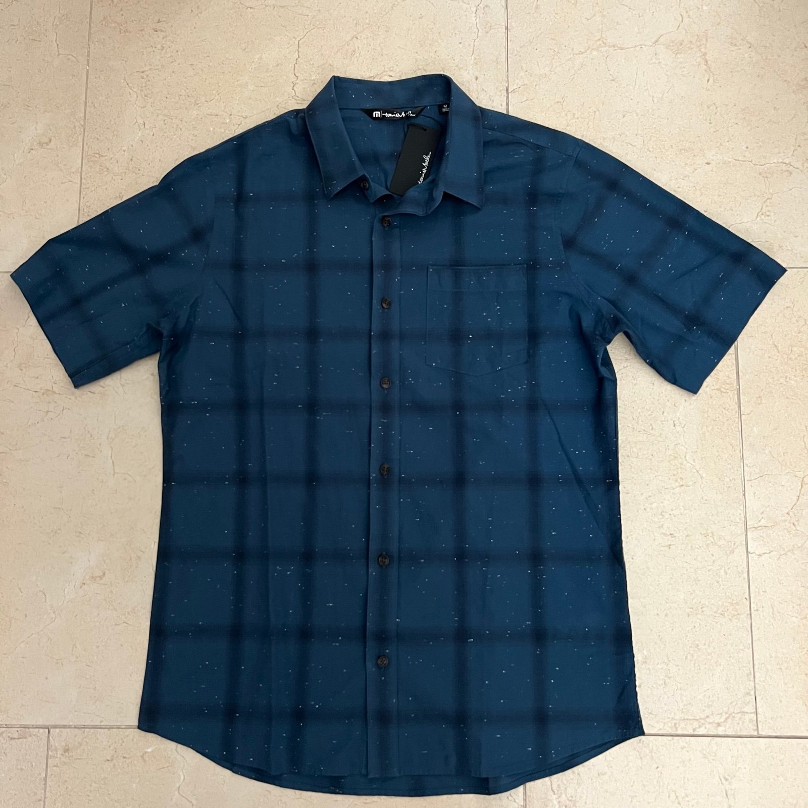 Travis Mathew / Mens Button Up Short Sleeve Shirt Stretch Golf Casual Chat Box