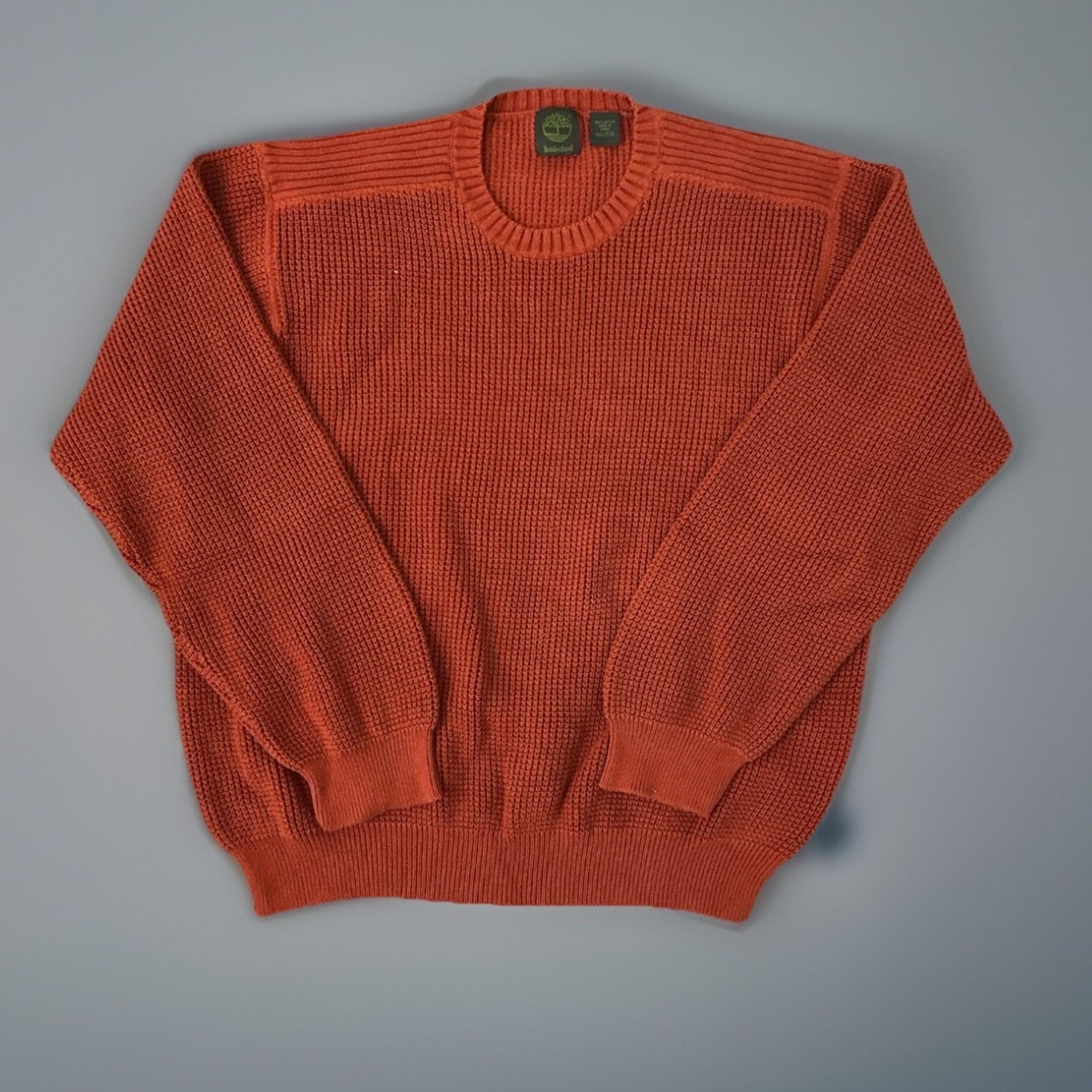 Timberland Cotton Knit Sweater Crew Neck Pullover Ribbed Orange XXL